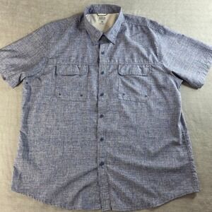 IZOD Saltwater Fishing Shirt Mens XXL Blue Excellent Short Sleeve Mesh Vent